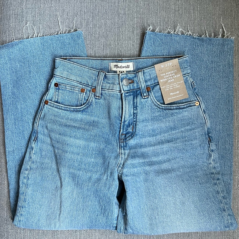 Madewell Light Blue Ankle Crop Wide-Leg Jeans
